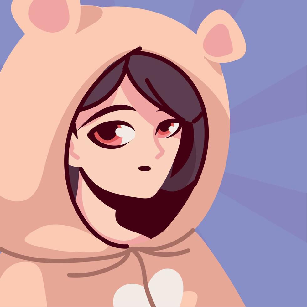 anime girl dressed in hood vector