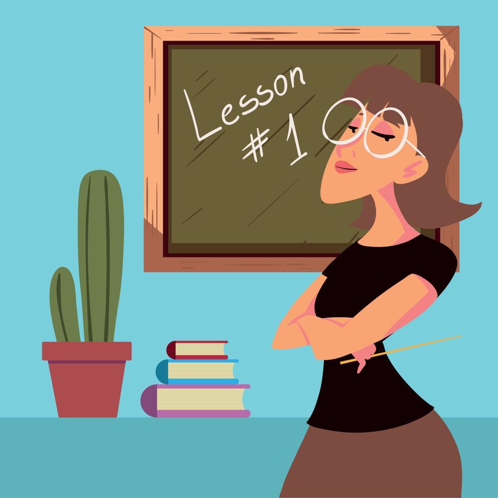 teacher woman, back to school vector