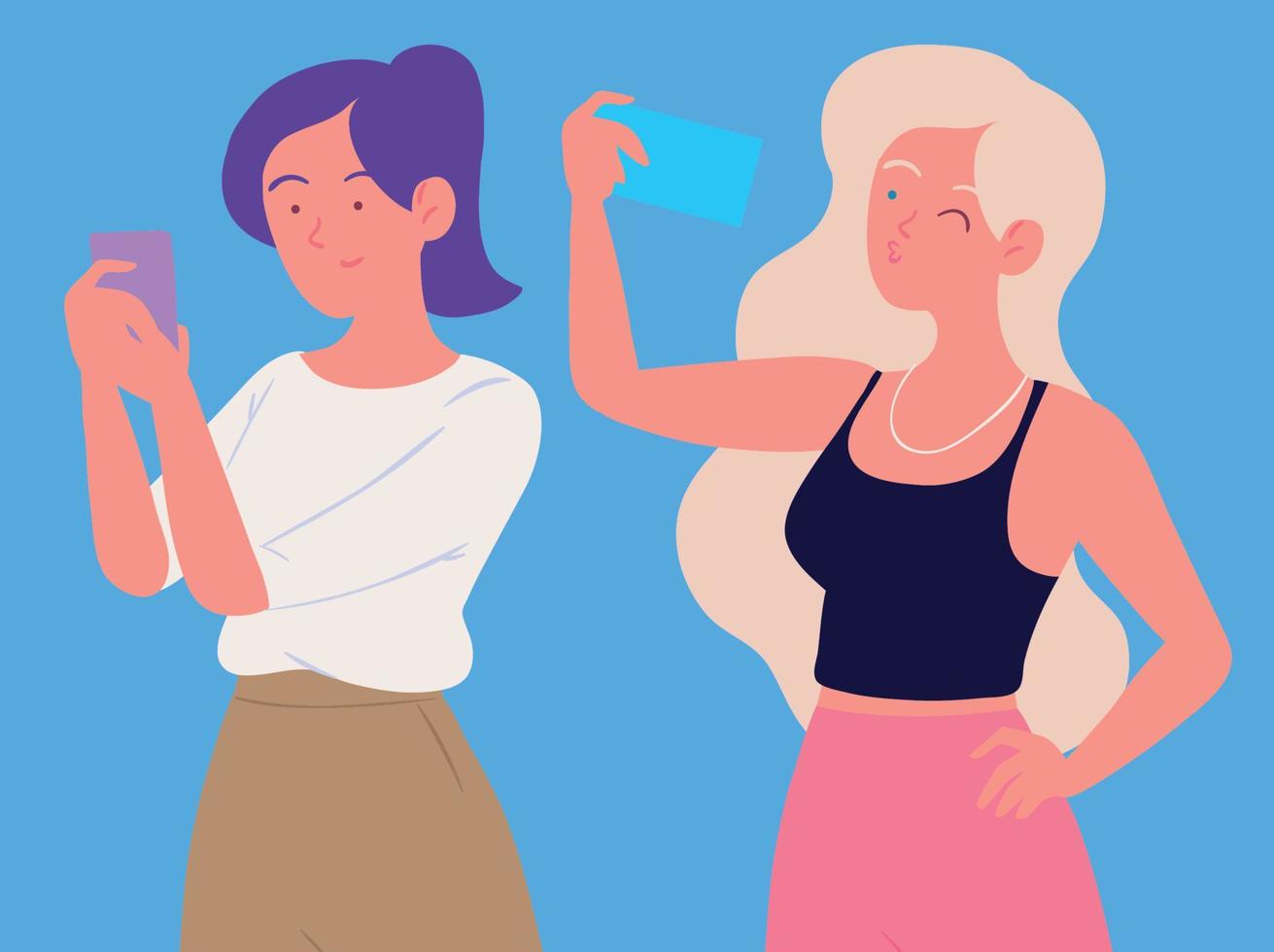 women using smartphone vector