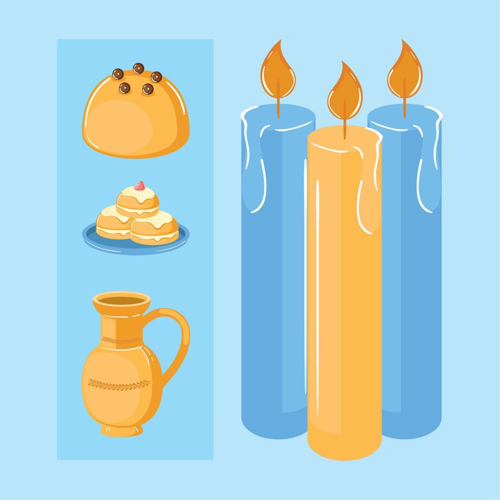 hanukkah festive, icon set vector