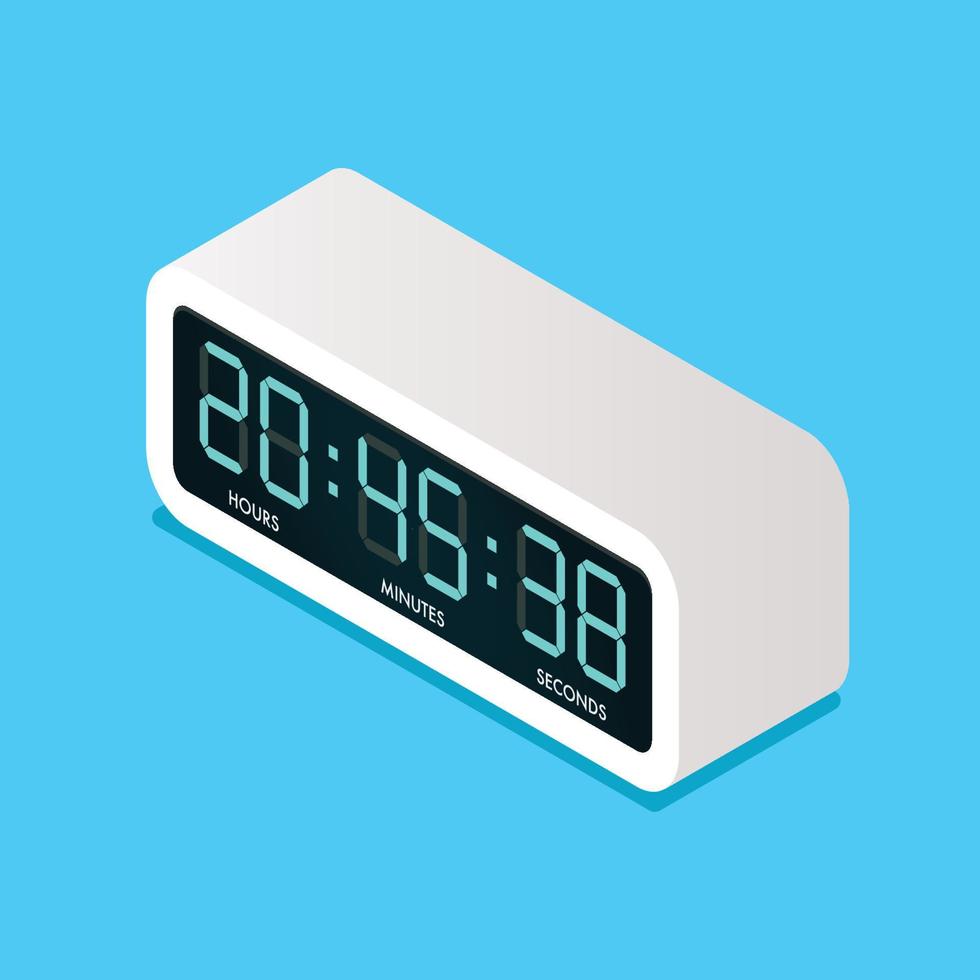 Digital electric alarm clock isometric view vector