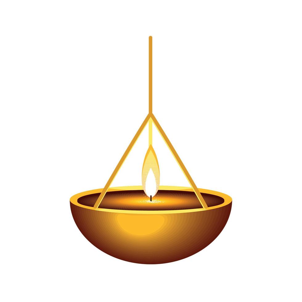 hanging diya lamp diwali vector