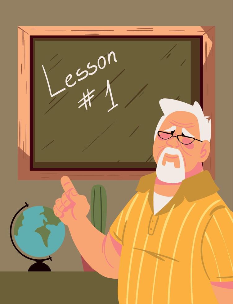 mature teacher in classroom vector