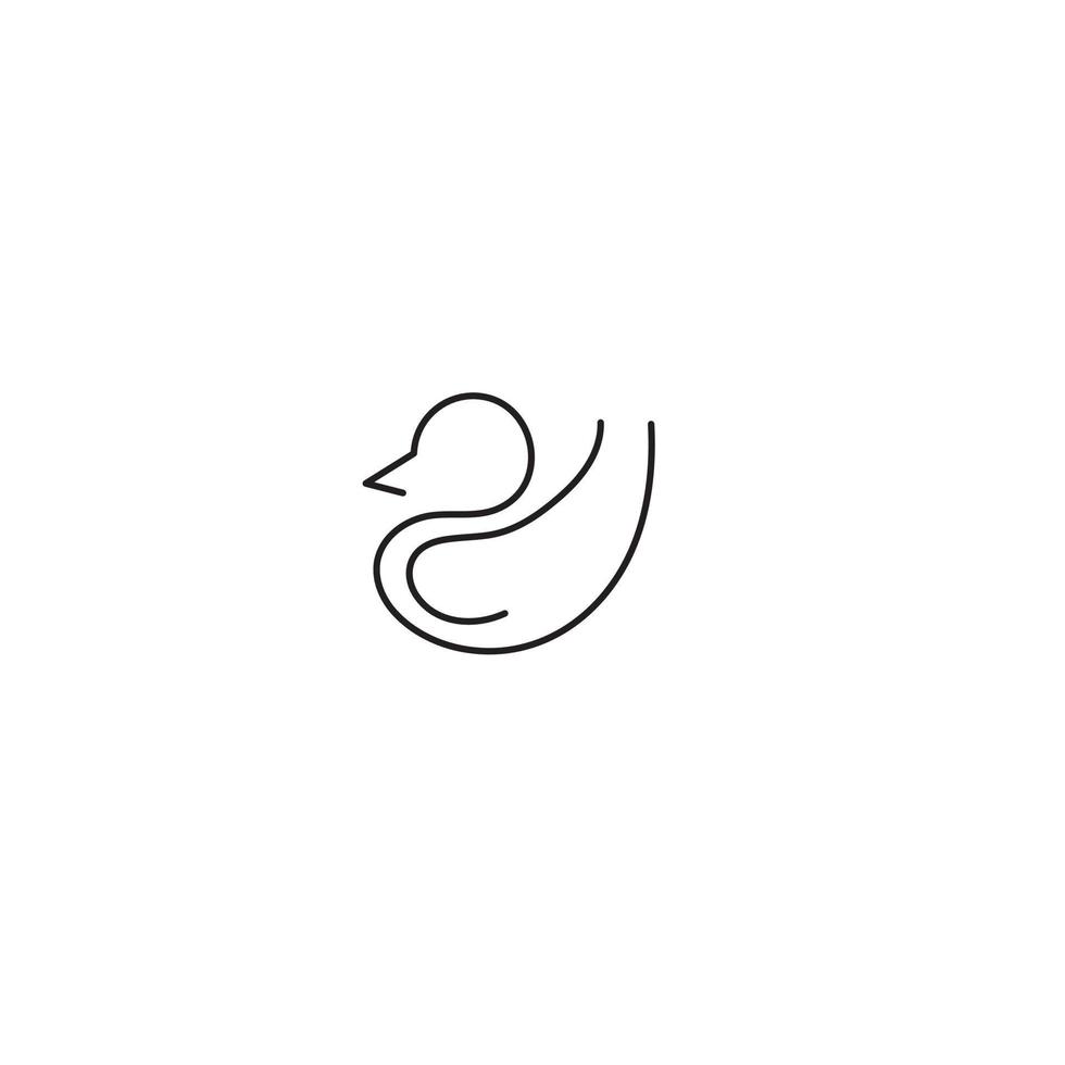 pato de línea monolina. una ilustración de icono de vector de logotipo de línea de pato minimalista