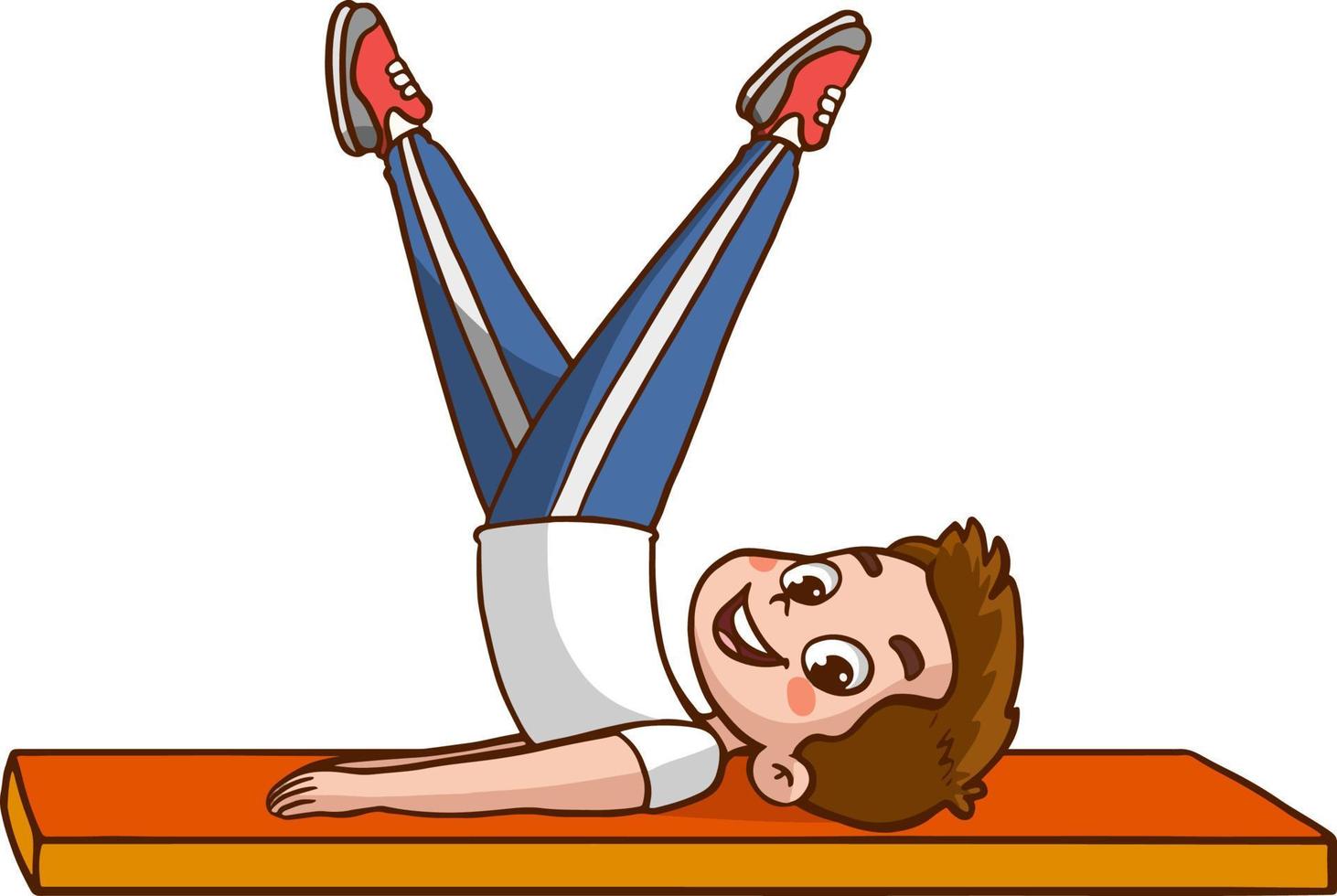 The boy is engaged in physical exercises. Gymnastics for children. He plays sports. vector