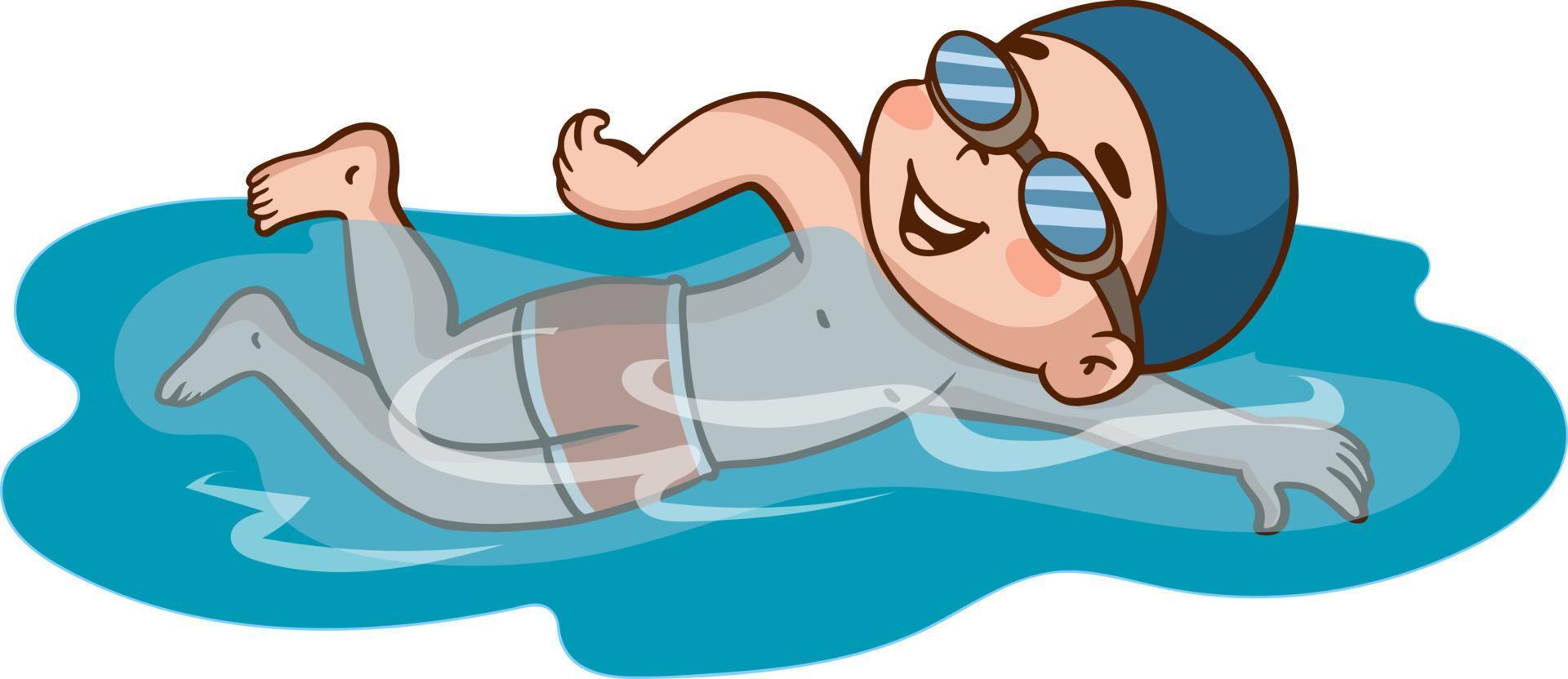 cute little kid boy swim under water on summer holiday vector