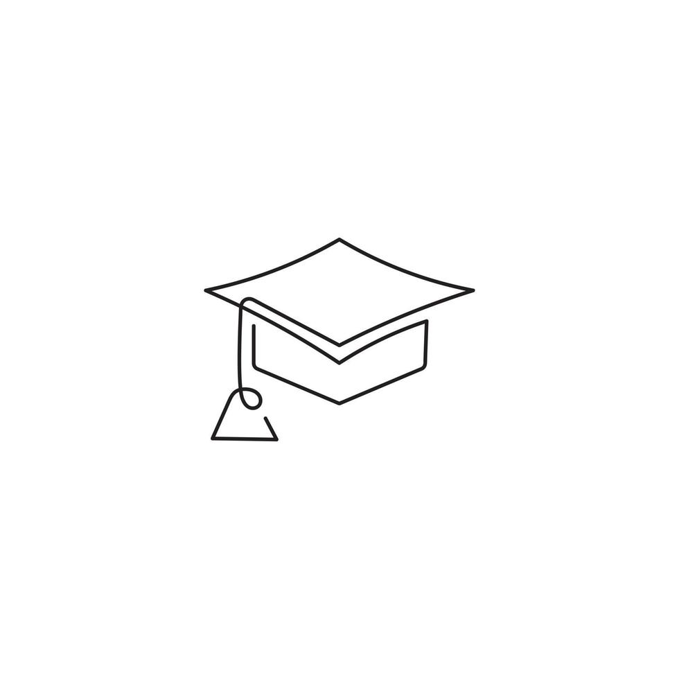 Continuous line graduation cap. a minimalistic graduation cap line monoline logo vector icon illustration