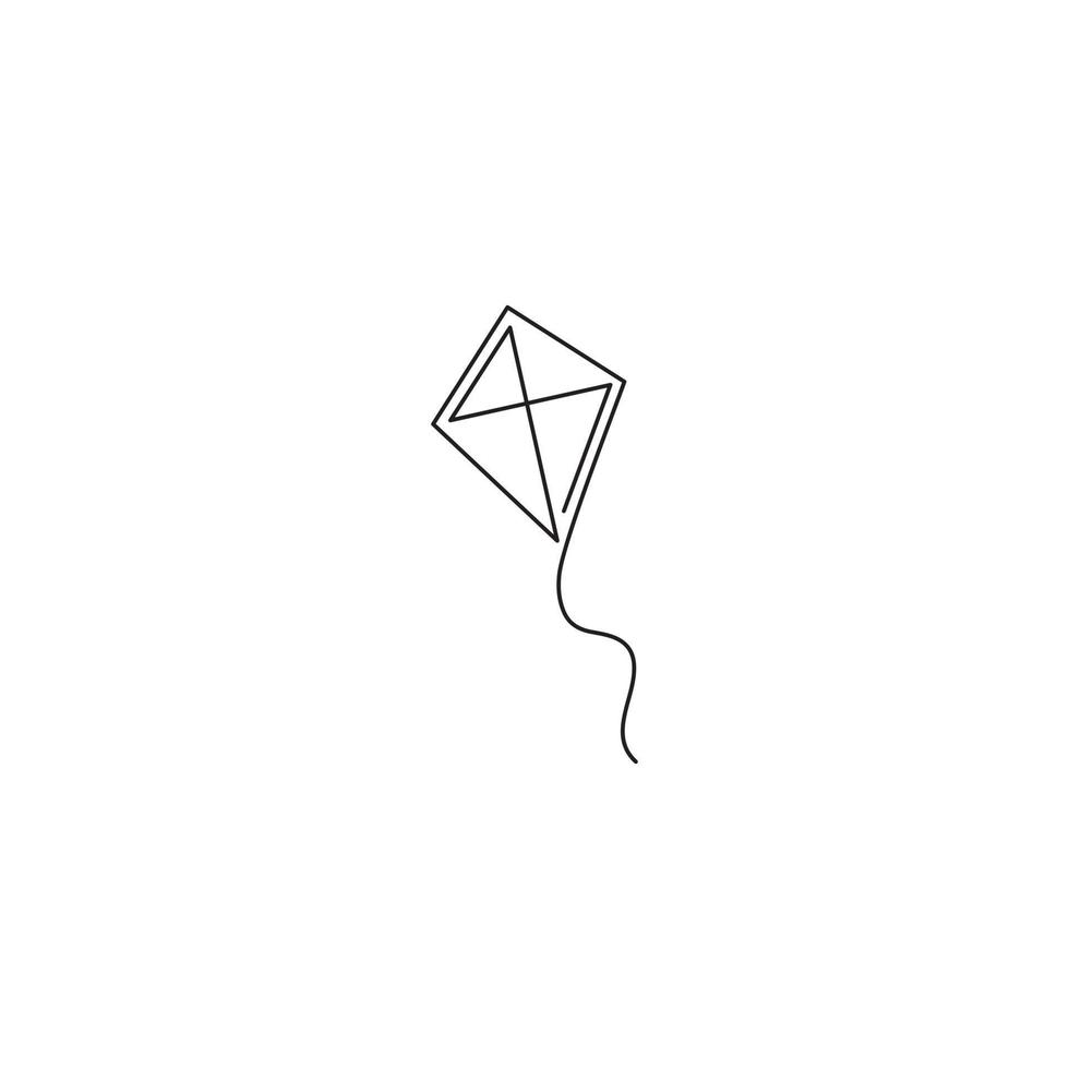 Continuous line kite. a minimalistic kite line monoline logo vector icon illustration