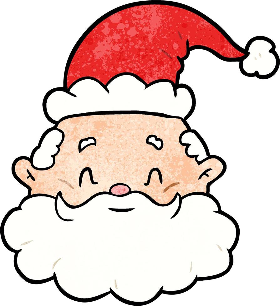 cara de santa claus de dibujos animados de textura grunge retro vector