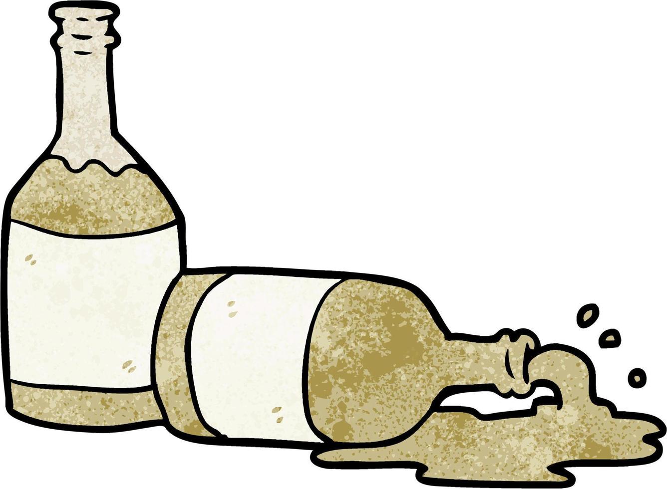 Retro grunge texture cartoon beer bottles spilled vector