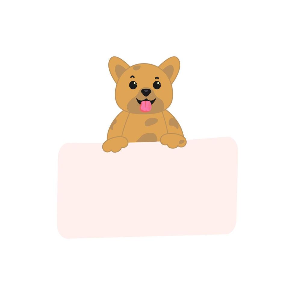 The dog  holding empty horizontal advertising banner with a place for text vector