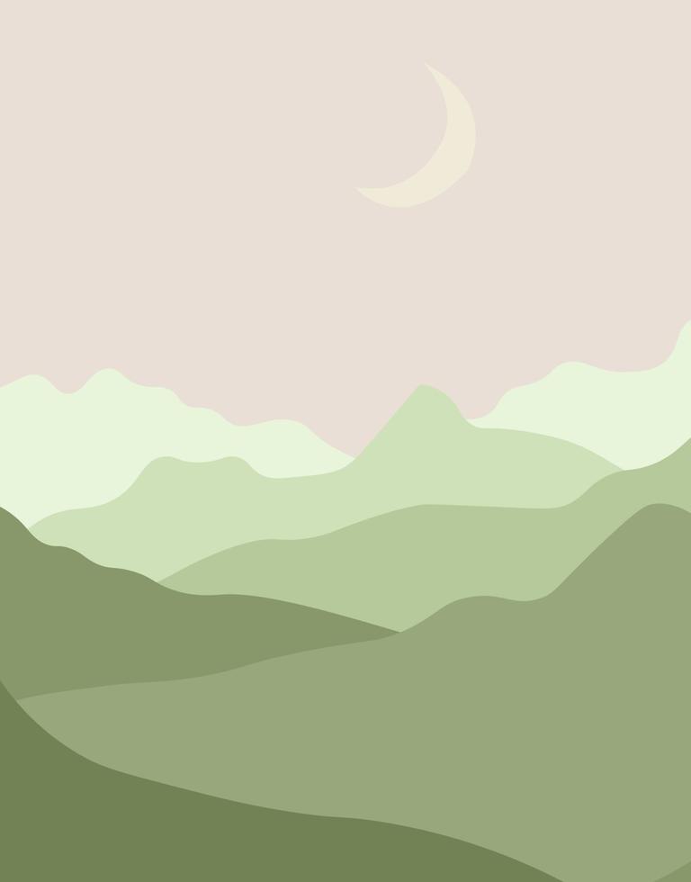Hills and moon.Vector illustration vector