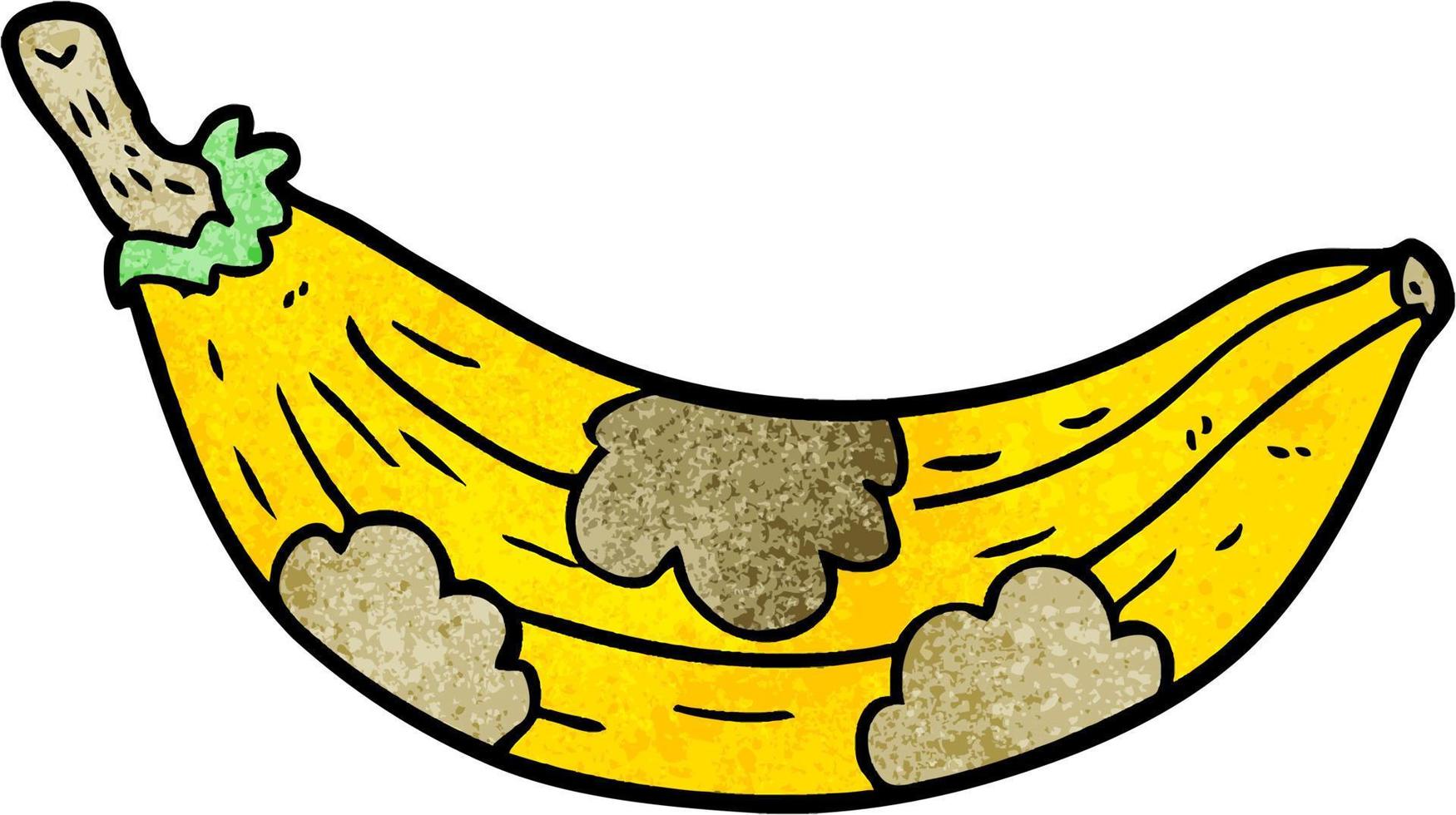 Retro grunge texture cartoon rotting banana vector