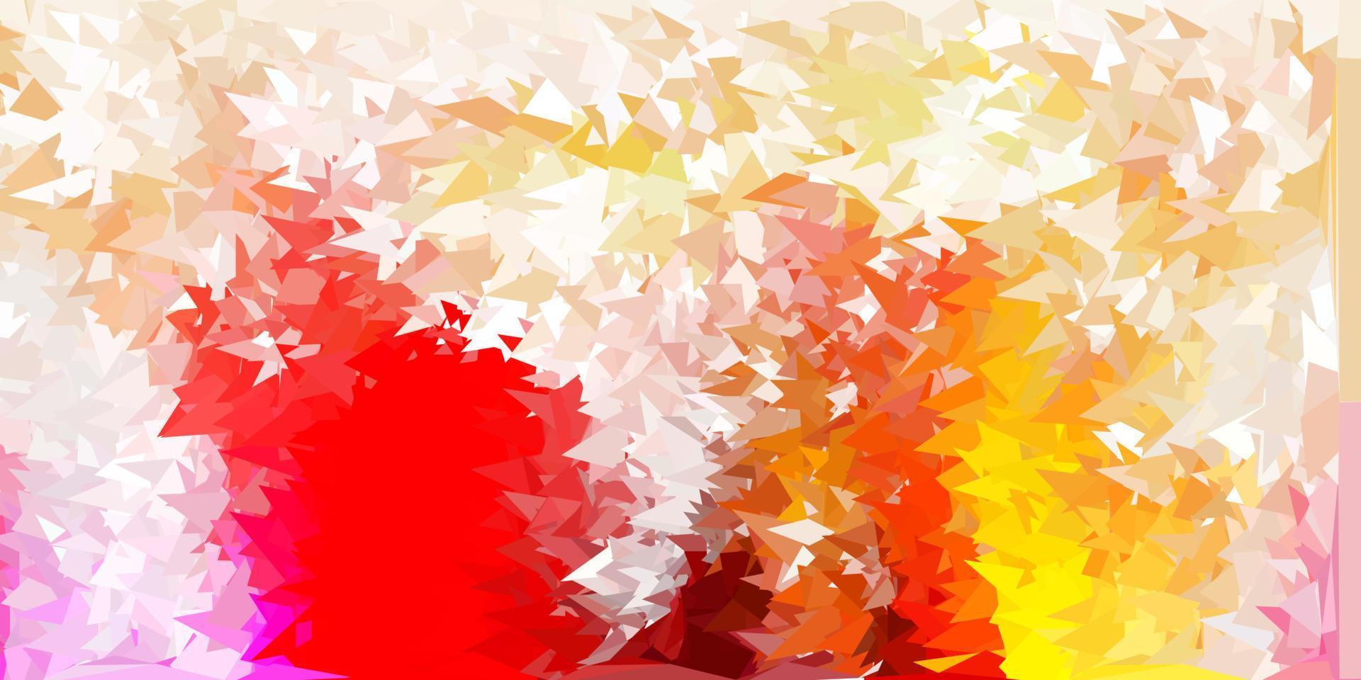 Light red, yellow vector abstract triangle texture.