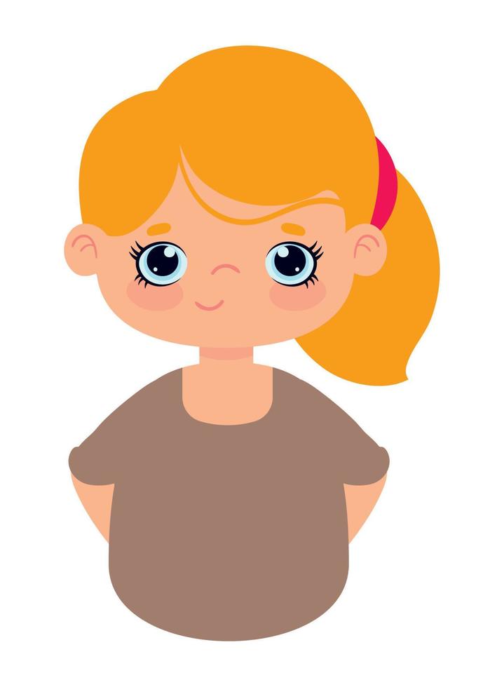 cute girl with ponytail vector