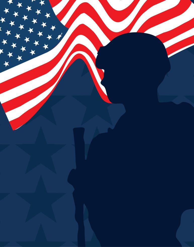 veterans day, silhouette soldier vector