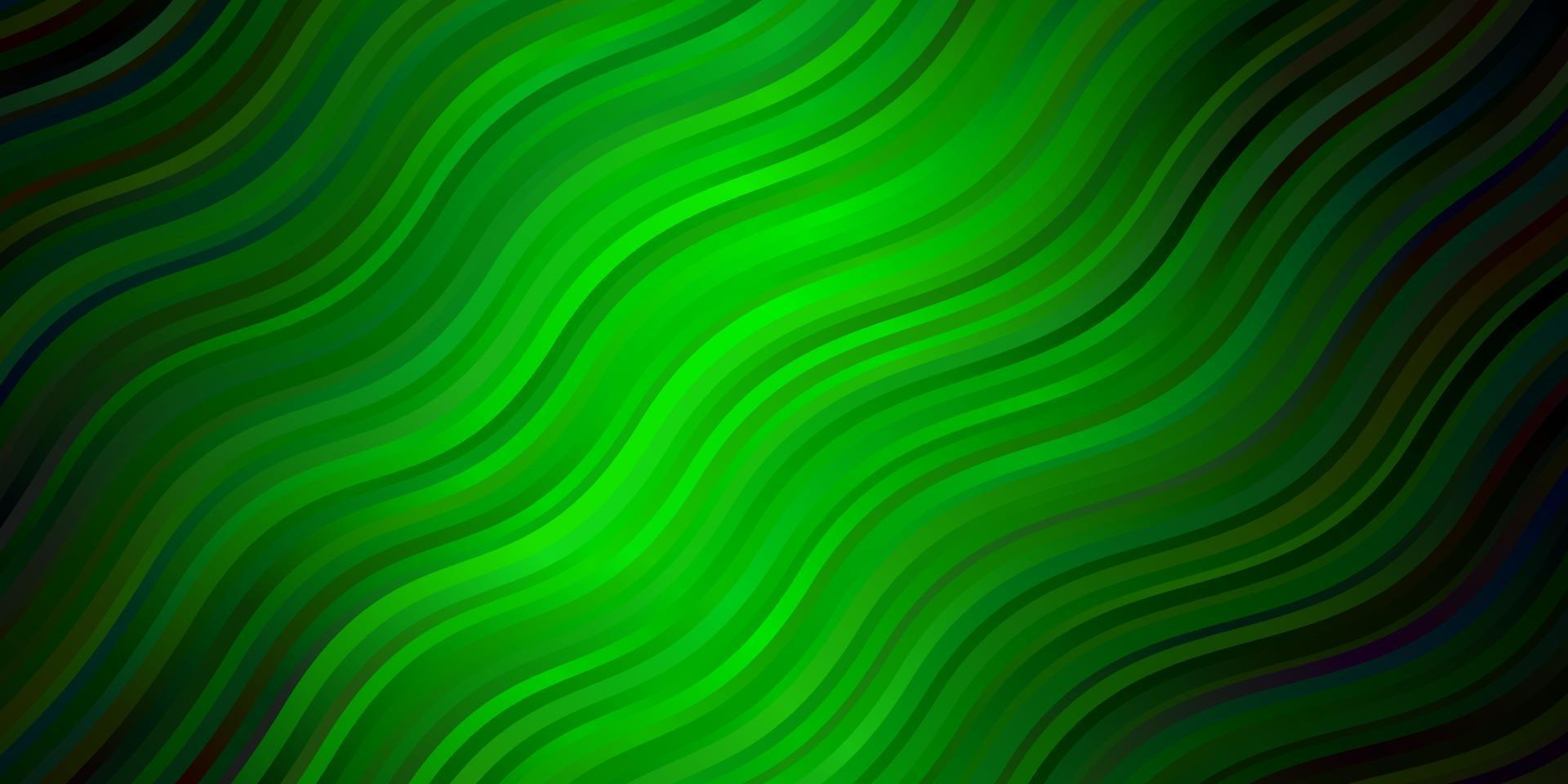 Dark Green vector pattern with curves.