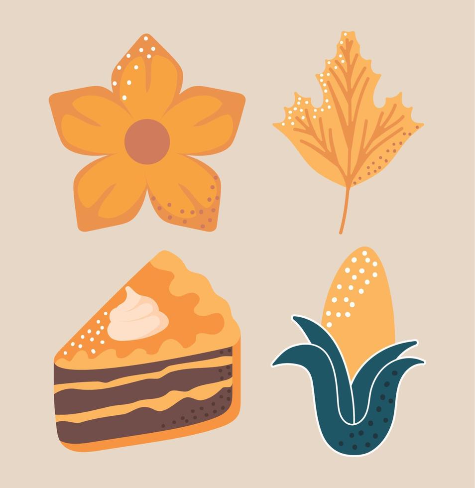 thanksgiving food icons vector