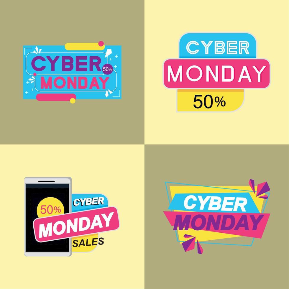 set of cyber monday vector