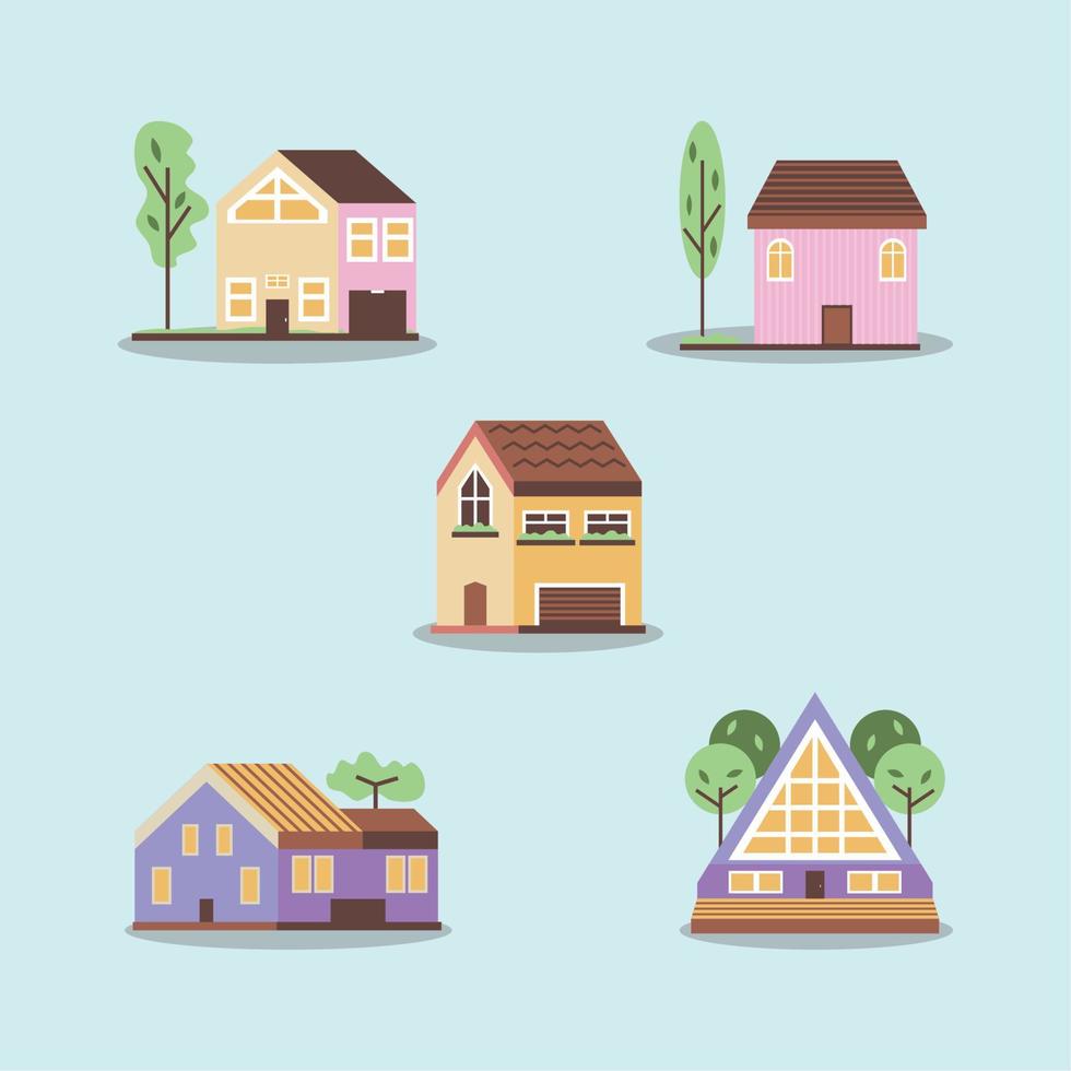 houses exterior, icon collection vector