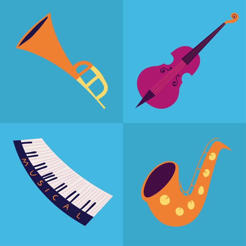 conjunto de instrumentos musicales vector