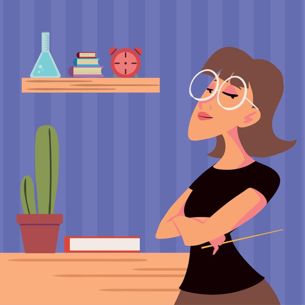 back to school teacher woman vector