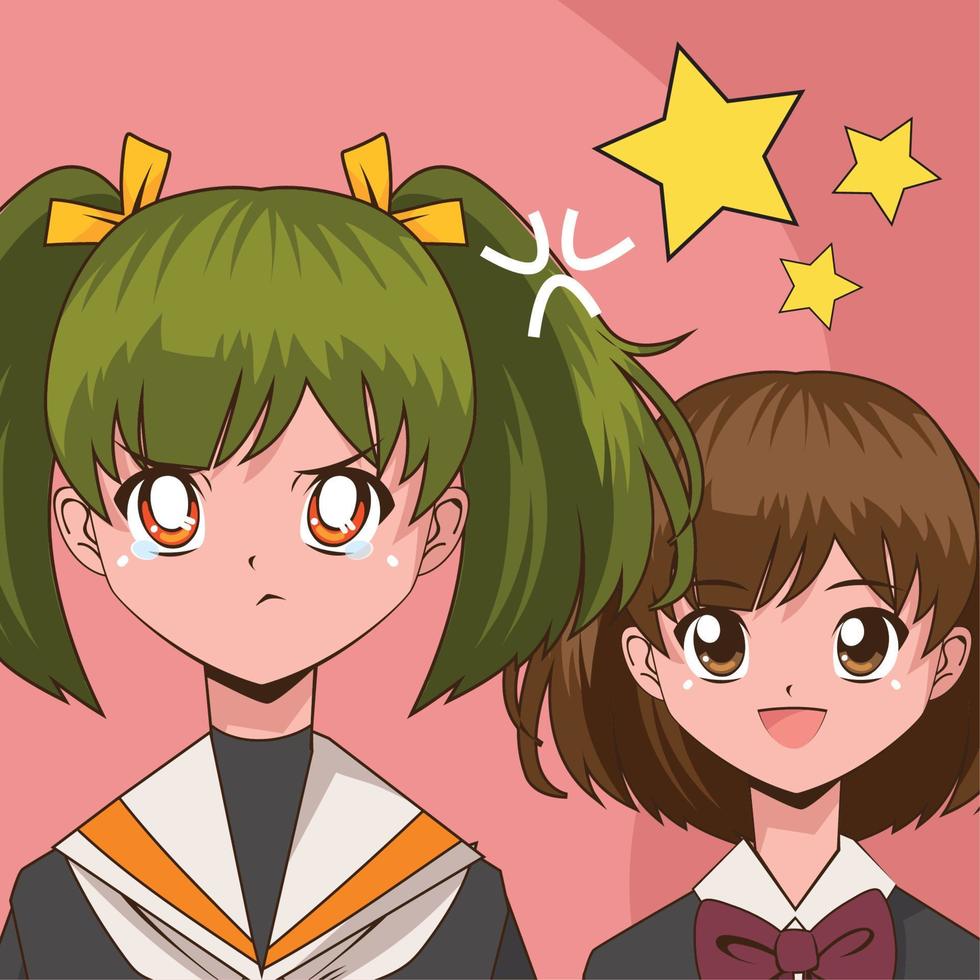 anime girls comic vector