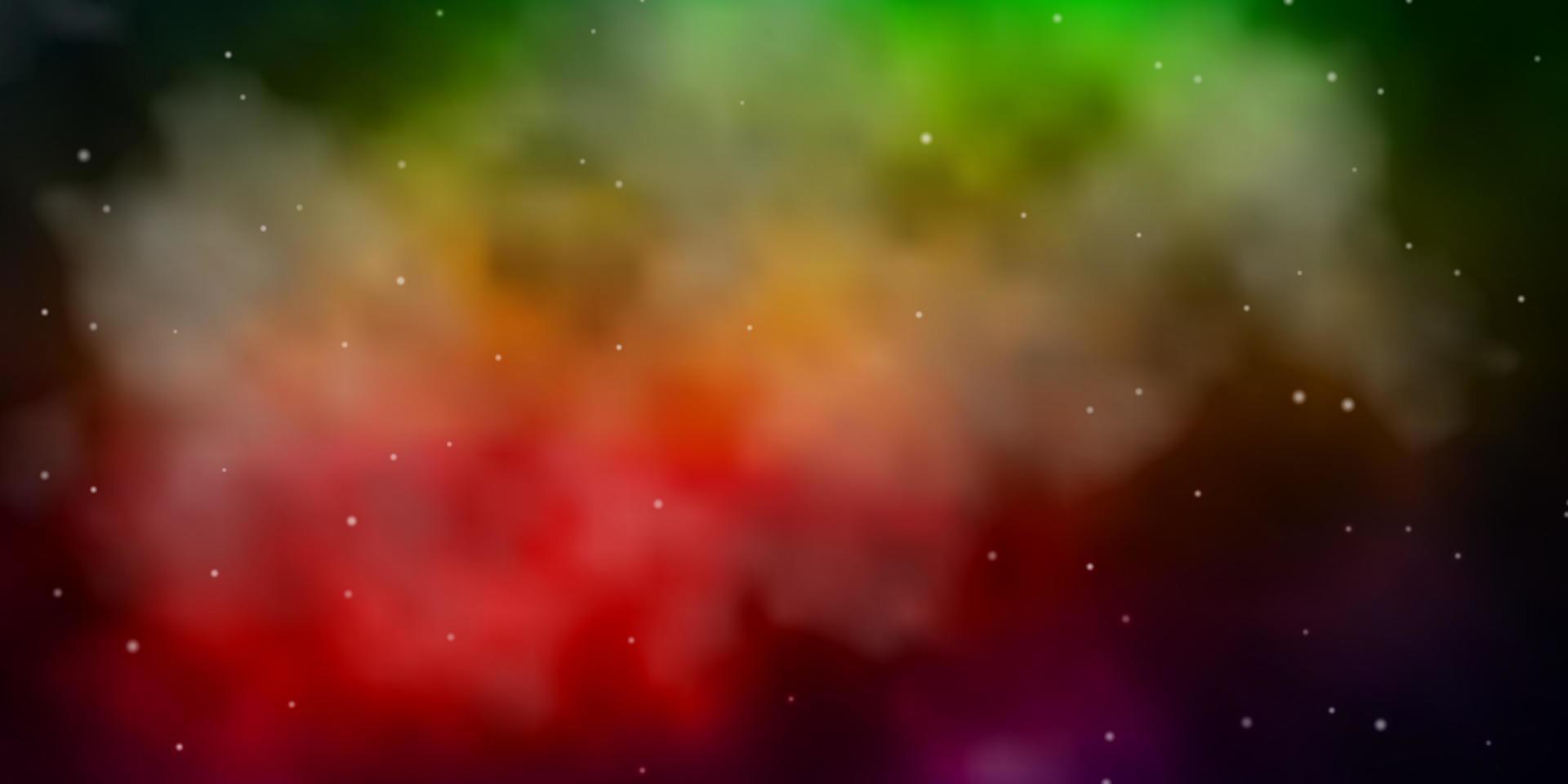 Dark Green, Red vector background with small and big stars.