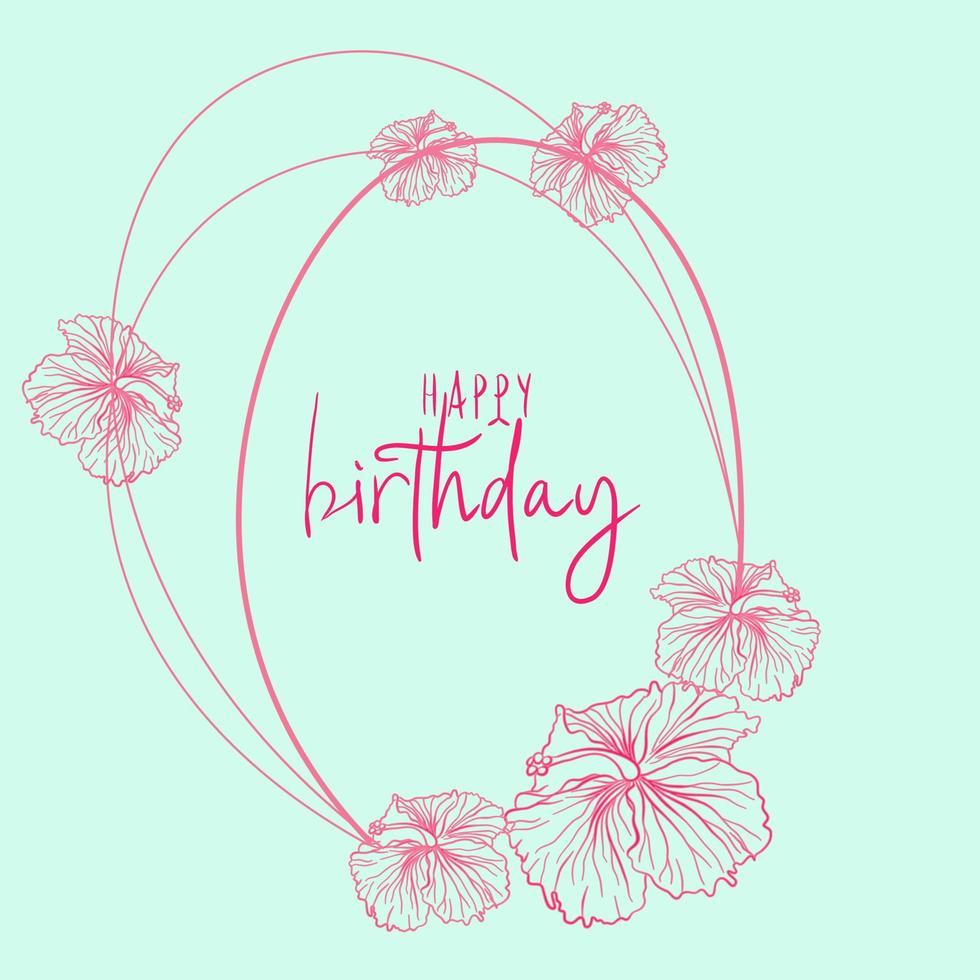 Congratulation floral frame with hibiscus flowers and lettering vector