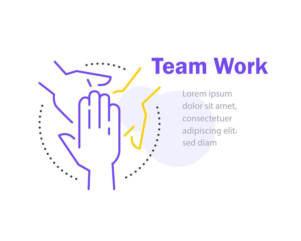 Team work,unity concept, employee engagement, crossed hand and on hand, business partnership,cooperation or collaboration vector