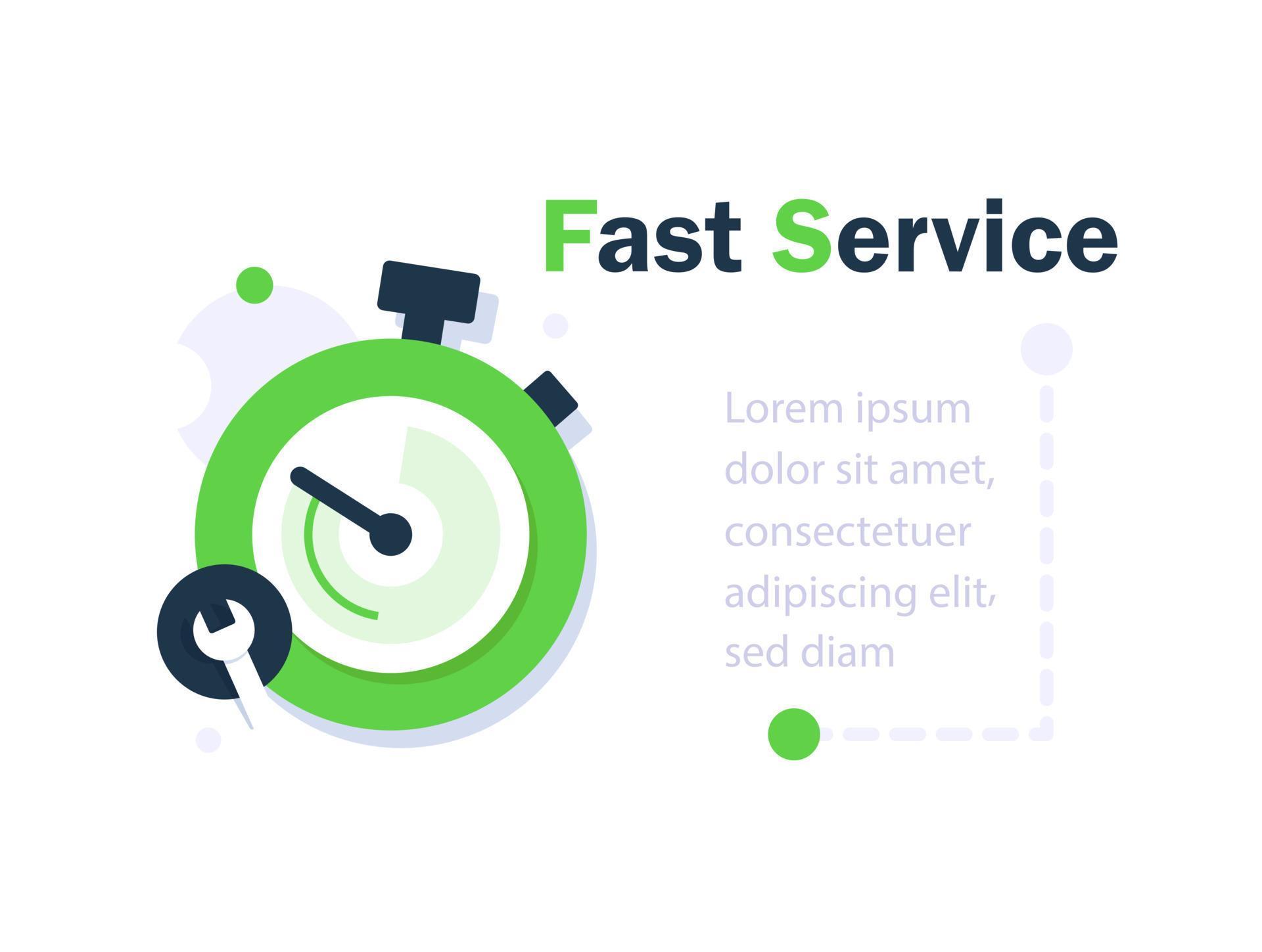Fast or slow service, delivery delay concept, last minute stopwatch