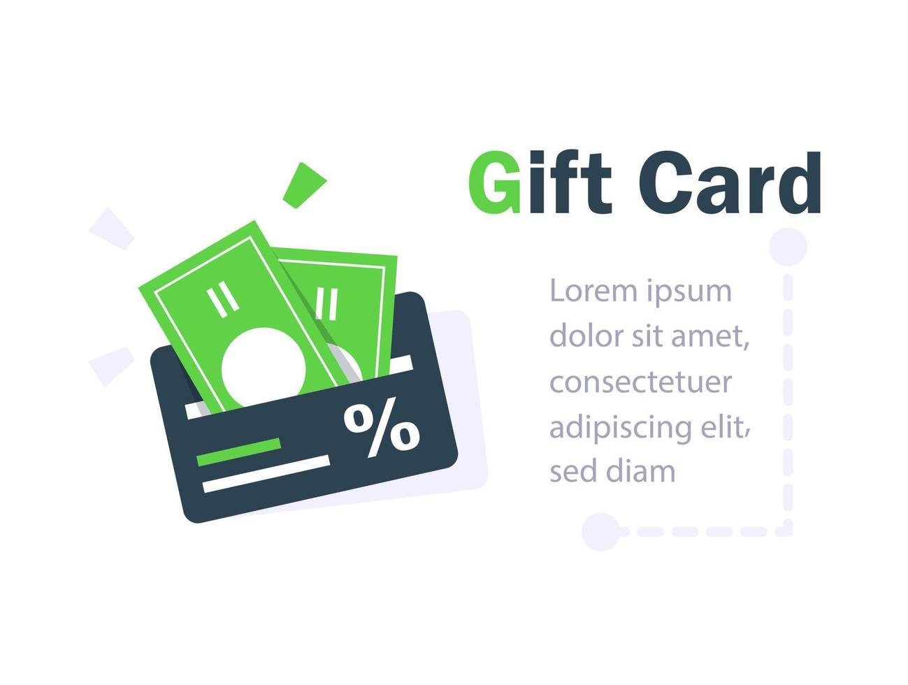 tarjeta de regalo, caja de regalo canjeable, más descuento, concepto de beneficios, programa de fidelización, ganar puntos vector