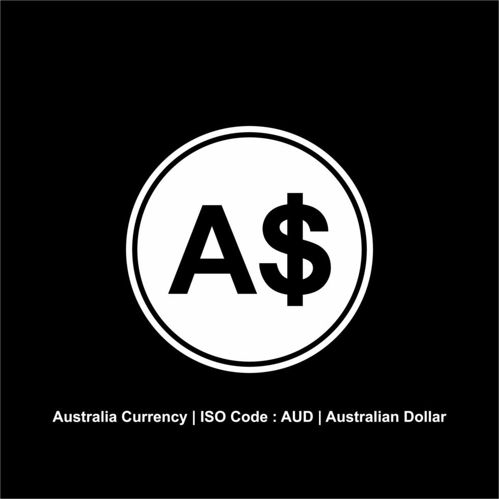 moneda de australia, aud, símbolo de icono de dólar australiano. ilustración vectorial vector