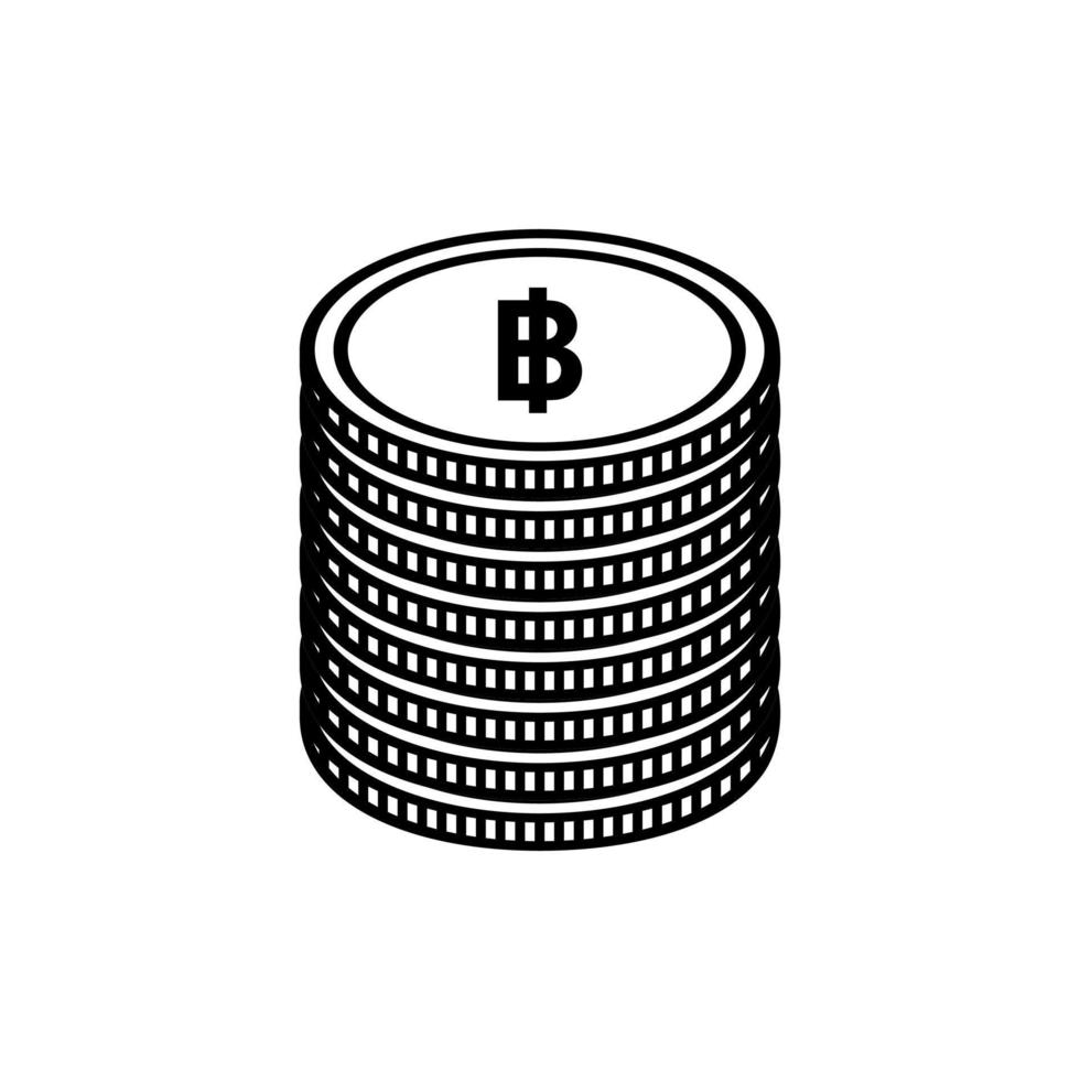 Thailand Currency Icon Symbol, THB Sign, Baht Money Paper. Vector Illustration