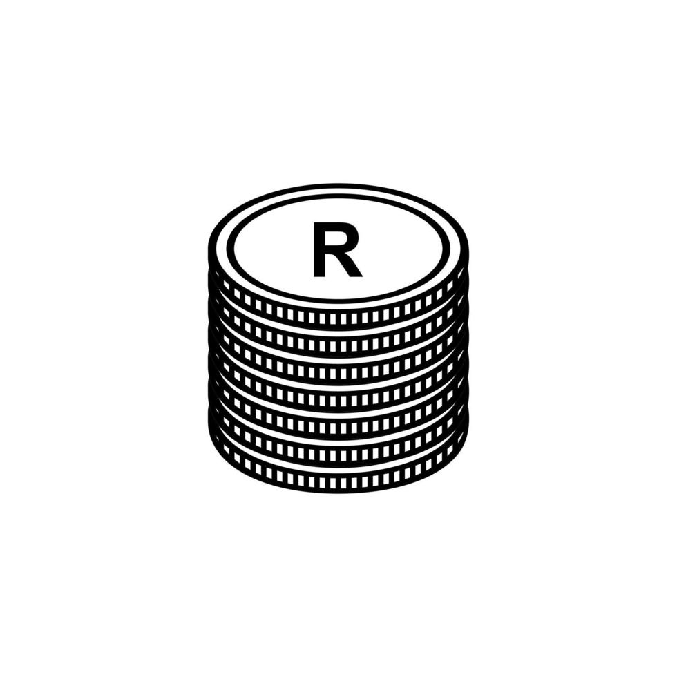 moneda sudafricana, signo zar, el símbolo del icono del rand sudafricano. ilustración vectorial vector