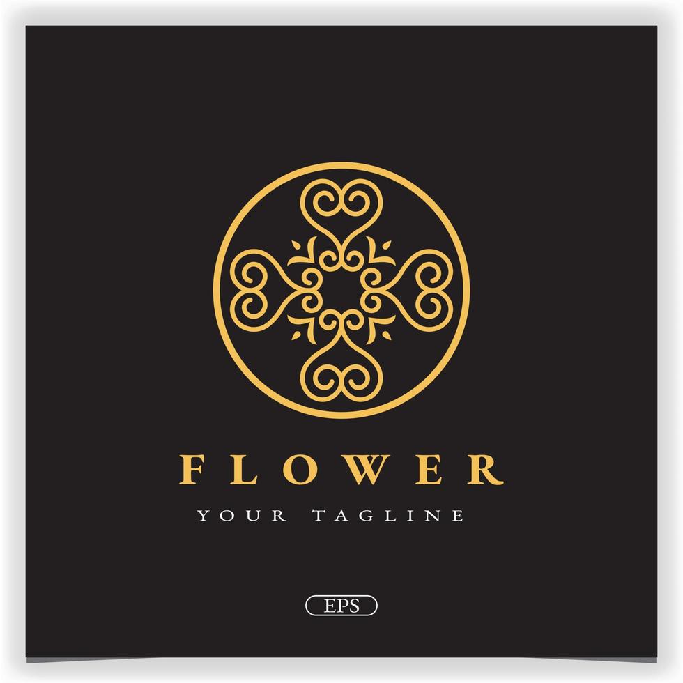 flor de oro de lujo diseño de logotipo vintage plantilla elegante premium vector eps 10