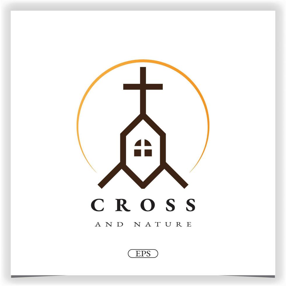 naturaleza iglesia casa cristiana logo diseño premium elegante plantilla vector eps 10