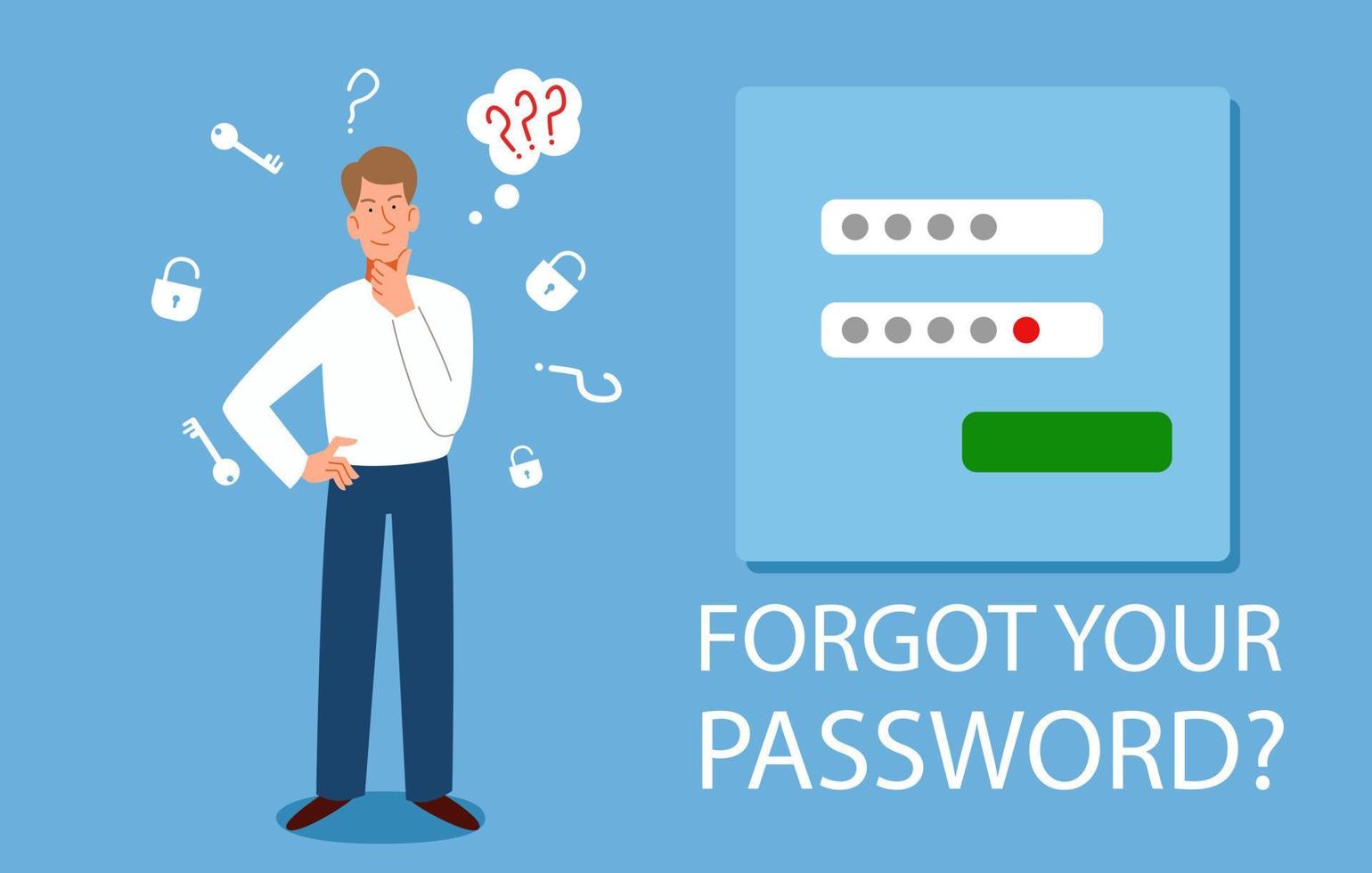 The man forgot her personal data. the concept of a web screensaver with a forgotten password. vector