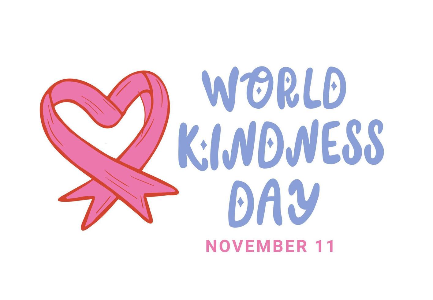 Letras vectoriales del día mundial de la bondad con corazón. 11 de noviembre. aislado sobre fondo blanco. vector