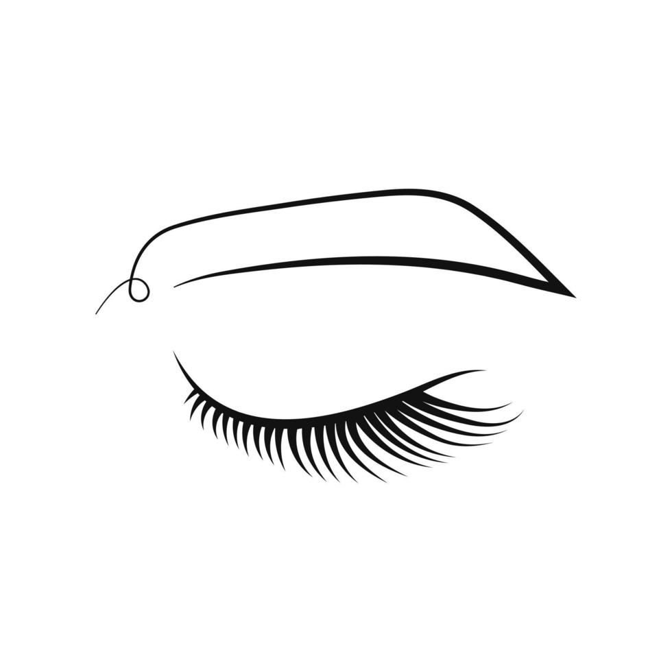 Eyelashes, eyebrows, line art, one line drawing vector