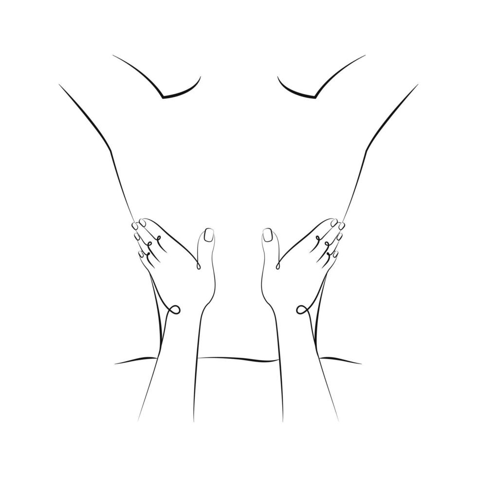 Massage, line art, one line drawing vector