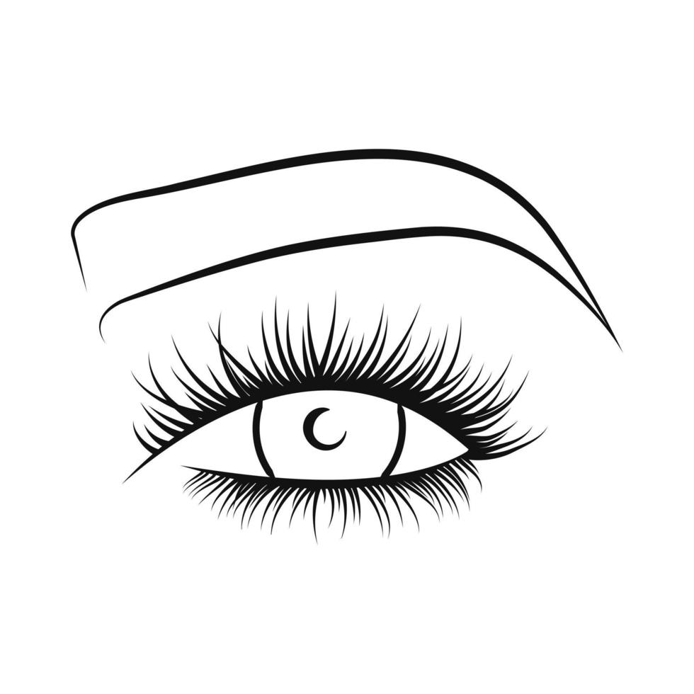 Female eye, line art, one line drawing. Stylish illustration vector