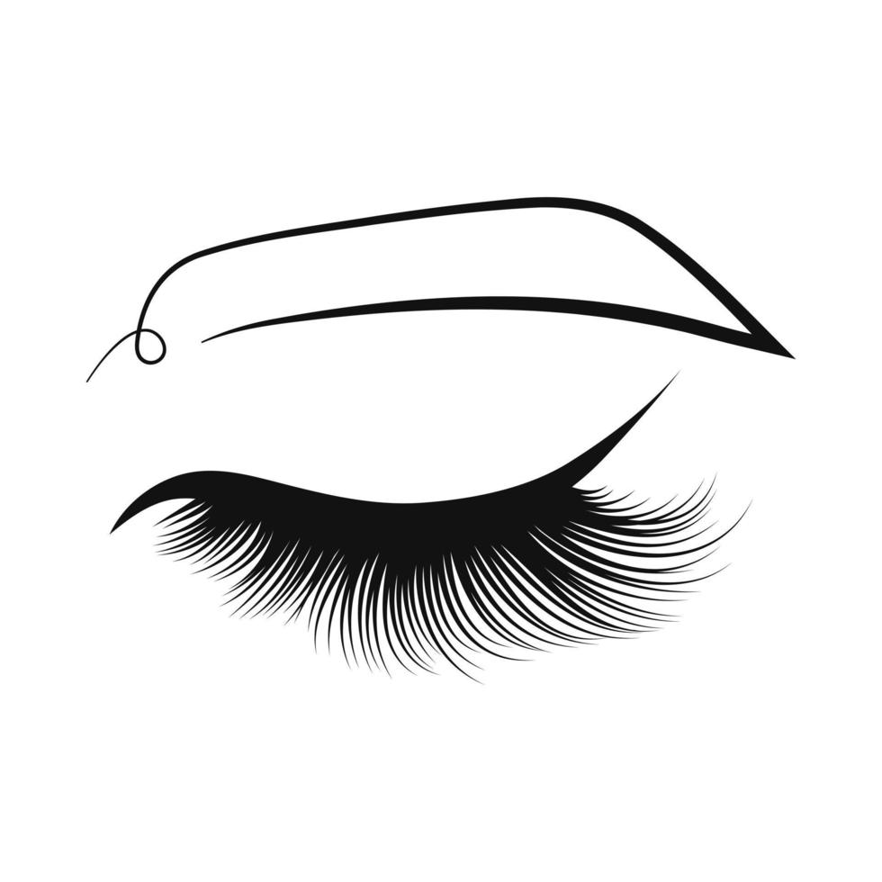 Eyelashes, eyebrows, line art, one line drawing vector