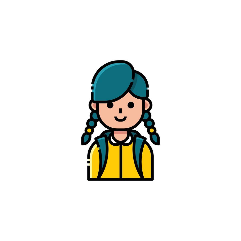 Female Student Filled Lineal Icon - Back to school icon vector illustration