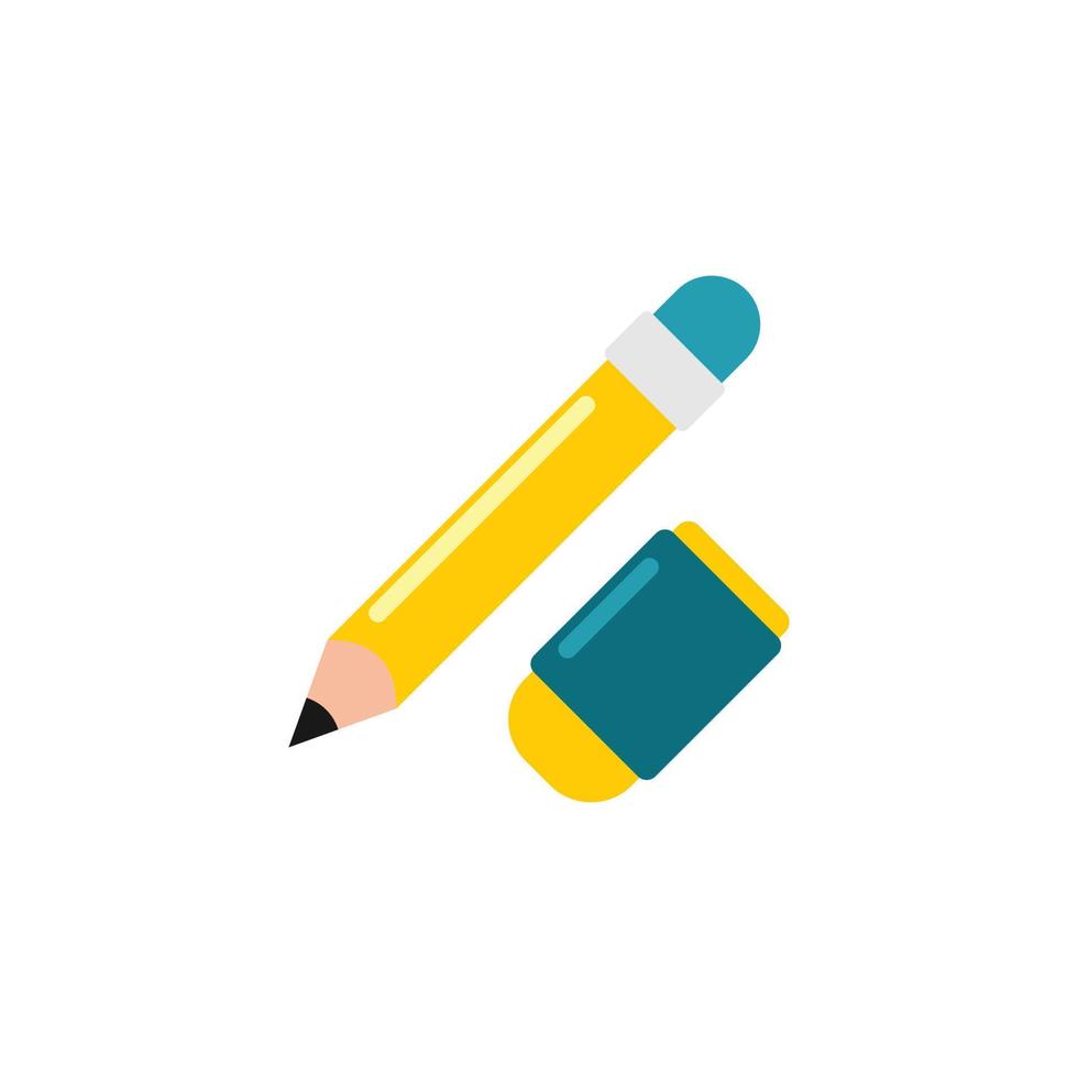 Pencil and Eraser Flat Icon - Back to school icon vector illustration - Isolated