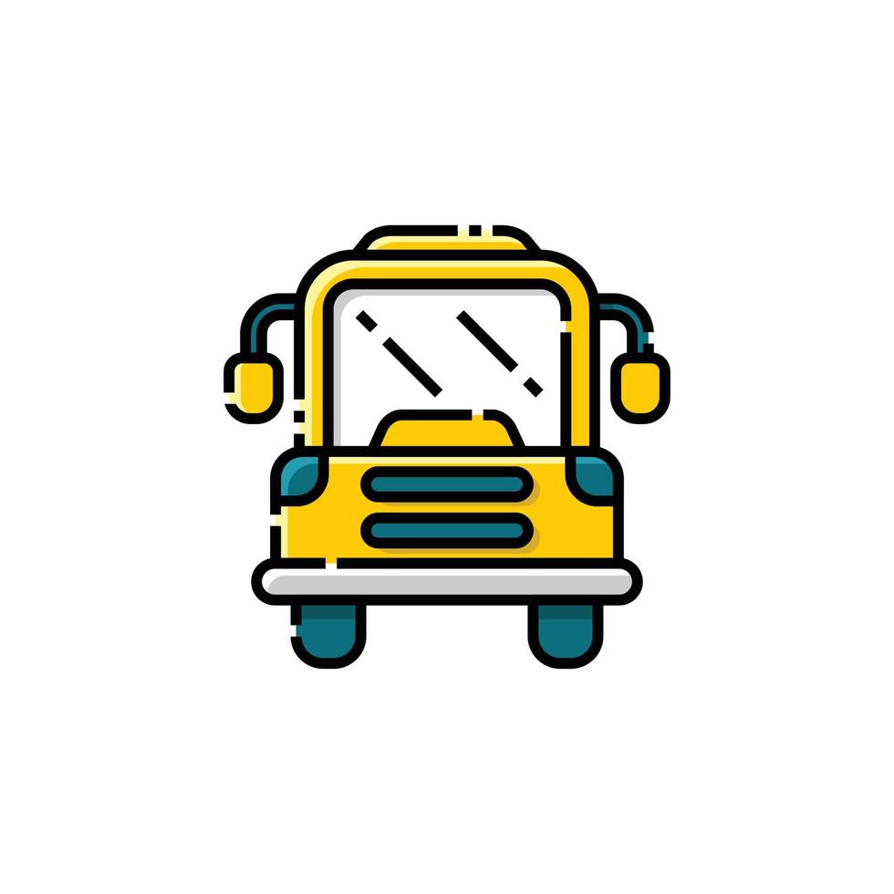icono lineal lleno de autobús escolar - ilustración de vector de icono de regreso a la escuela - aislado