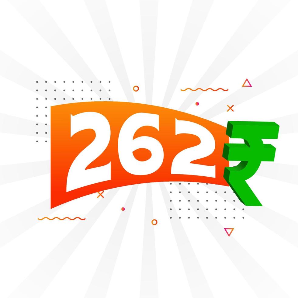 Imagen de vector de texto en negrita de símbolo de 262 rupias. 262 rupia india signo de moneda ilustración vectorial