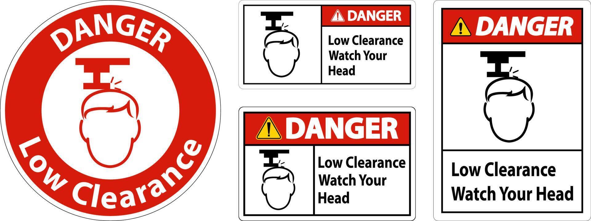 Danger Low Clearance Watch Your Head Sign vector