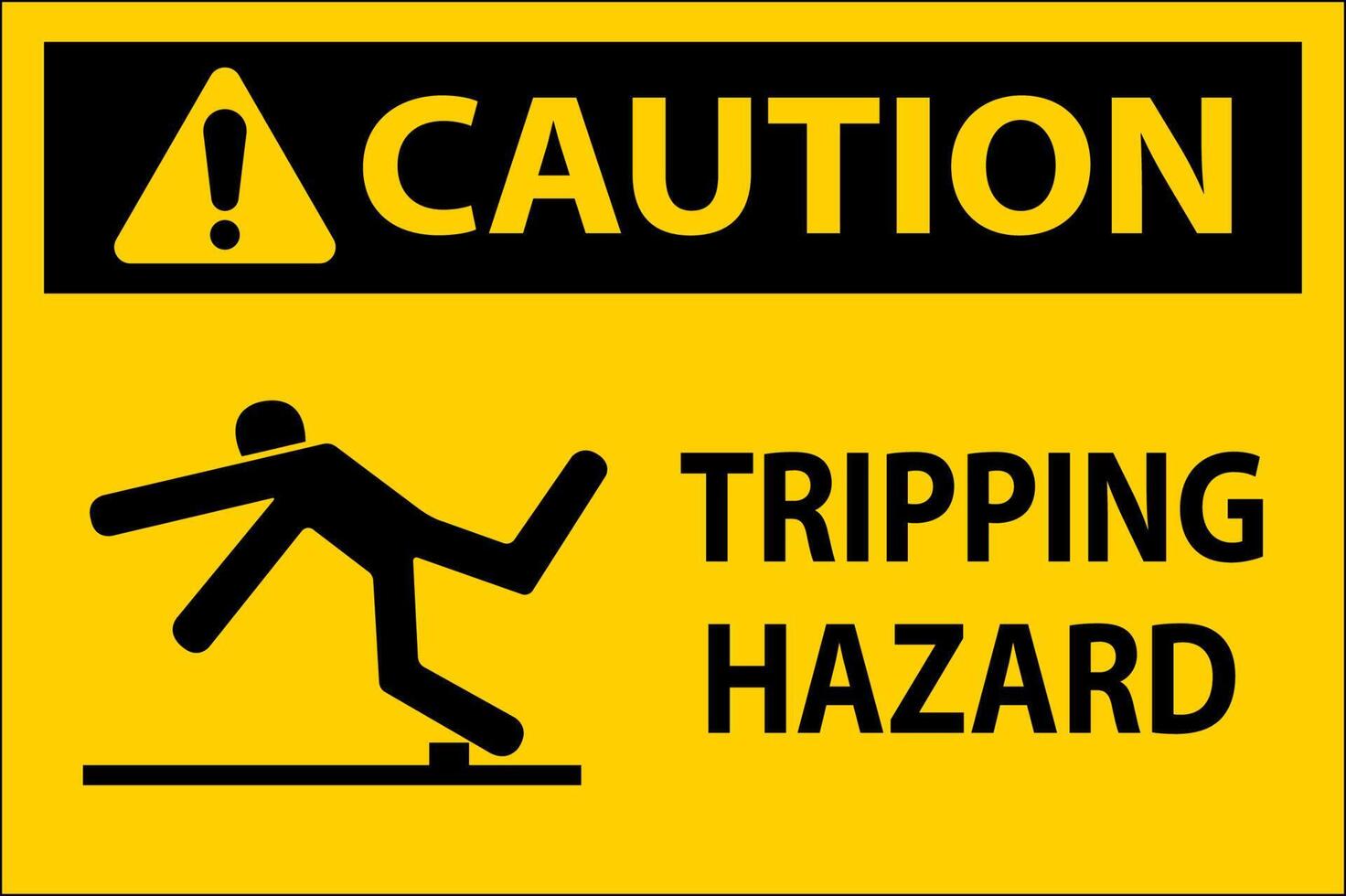 Caution Tripping Hazard Label Sign On White Background vector