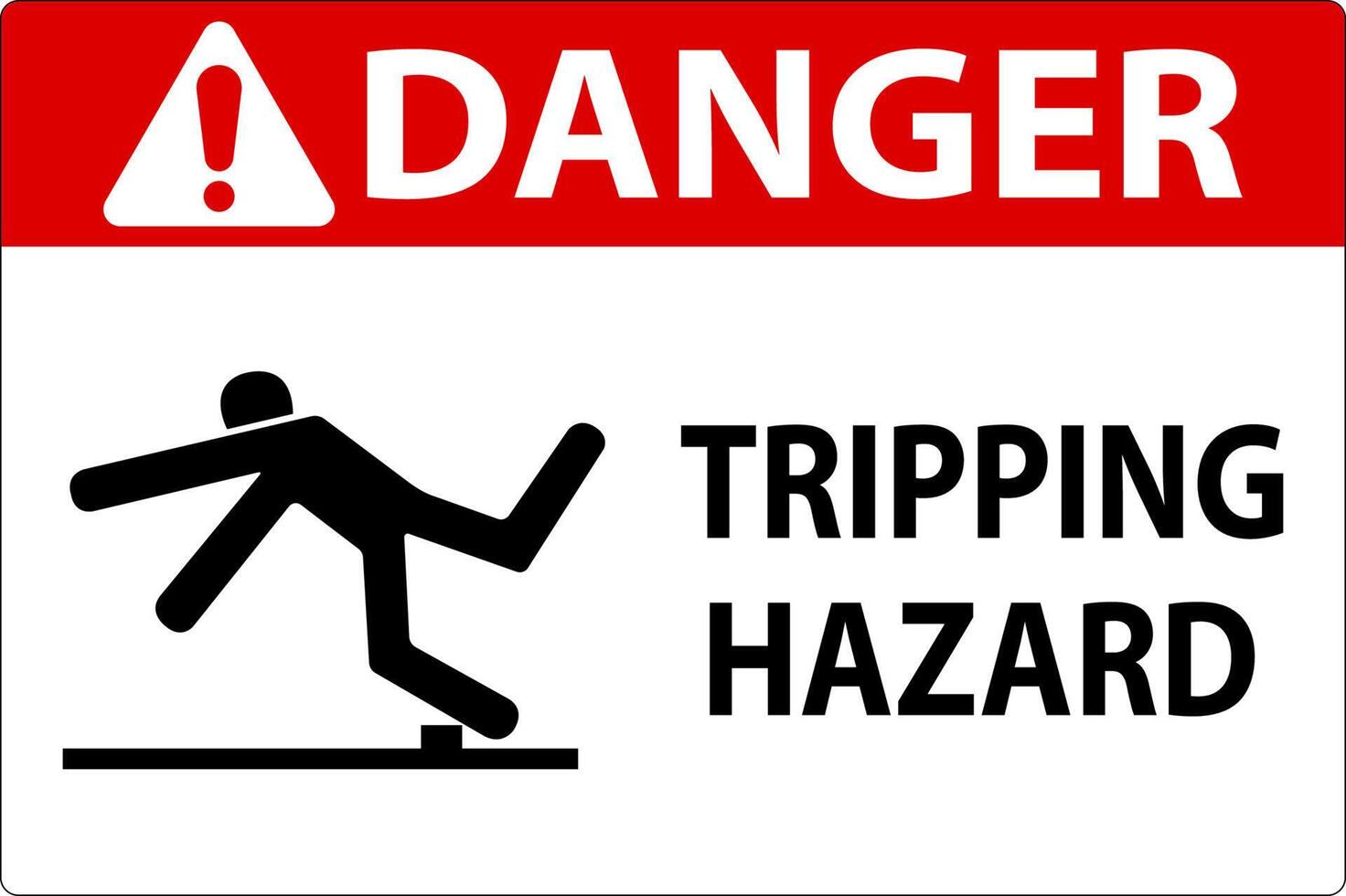 Danger Tripping Hazard Label Sign On White Background vector